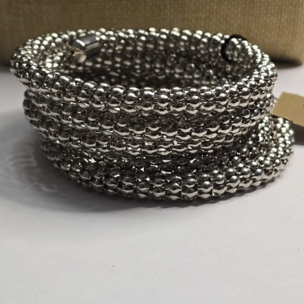 Treska Serpent‎ Skin Silver Tone Bangle Bracelet New